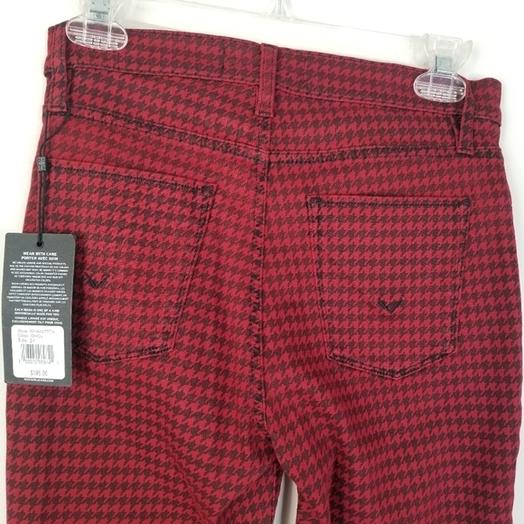 NWT Hudson Barbara High Waist Super Skinny Ankle Jeans Oxblood Houndstooth 27 - Picture 14 of 14